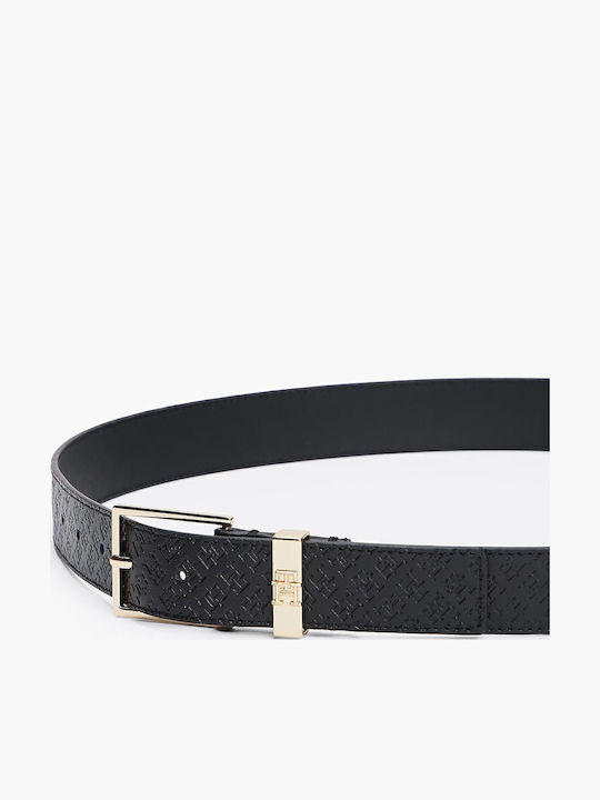 Th Monogram Leather Women's Belt Black