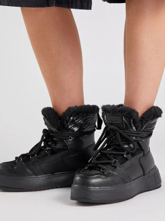 Women's Ankle Boots Platform & Fur Black