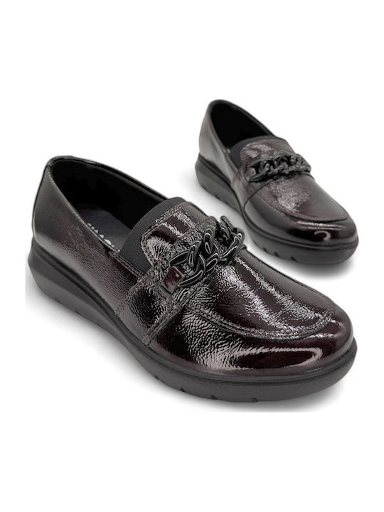 Ανατομικά Γυναικεία Slip-On Δερμάτινα Μπορντό
