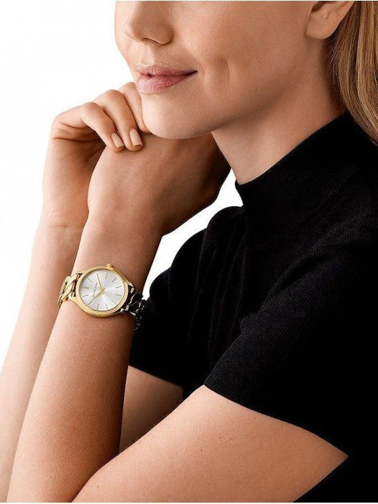 Michael Kors Slim Γυναικείο Ρολόι 38mm Χρονογράφος Μπαταρίας με Χρυσό Μεταλλικό Μπρασελέ