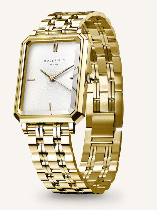 Rosefield The Oval Women's Watch with Gold Metal Bracelet