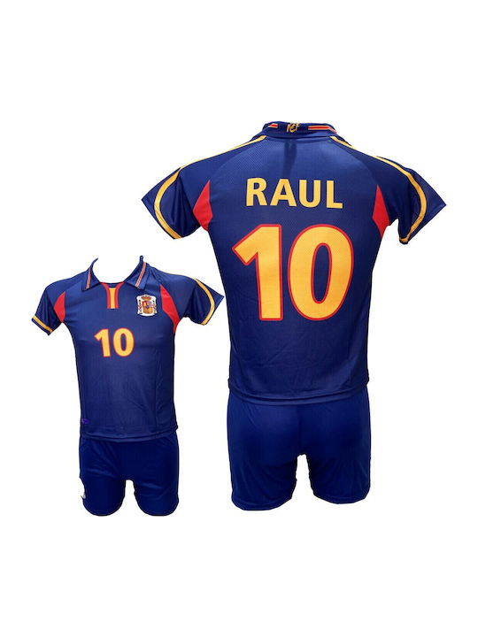 Kinder Spanien Nationalmannschaft Raul Retro Fußballset Blau Rot Gelb 1909-03