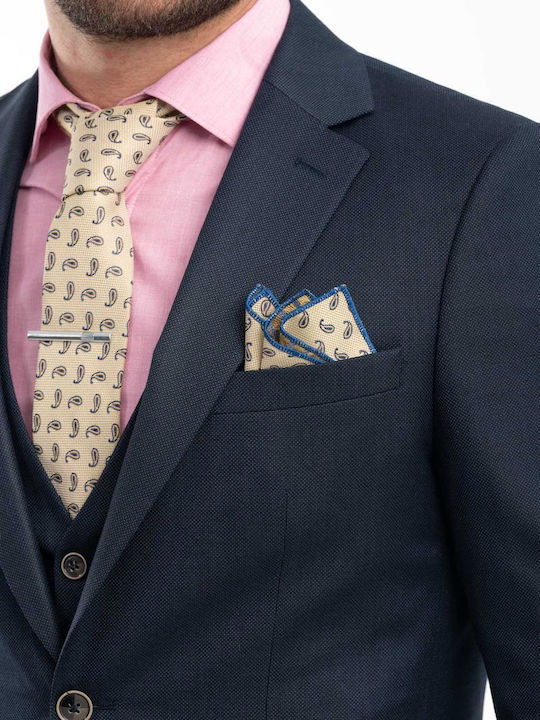 Men's Suit with Vest Slim Fit Dark Blue