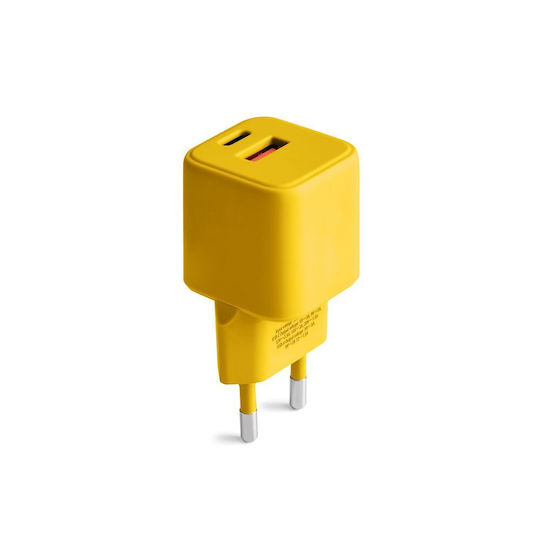 Colorum Φορτιστής με Ενσωματωμένο Καλώδιο 30W Power Delivery Κίτρινος (GSM178774)