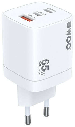 BWOO Φορτιστής Χωρίς Καλώδιο GaN 65W Power Delivery Πολύχρωμος (Fast)