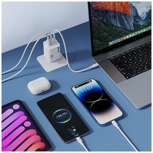 BWOO Φορτιστής Χωρίς Καλώδιο GaN 65W Power Delivery Πολύχρωμος (Fast)