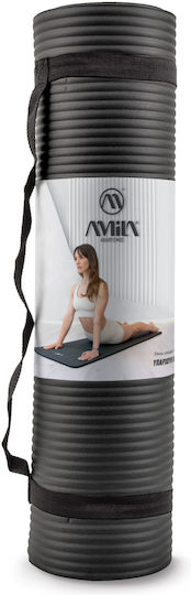 AMILA Exercise Mat Black with Carry Strap (142x60x1.2cm)