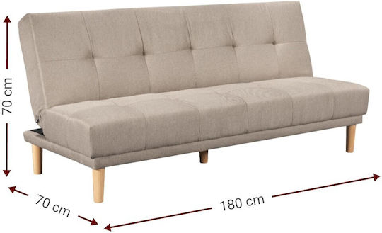 Cozy Three-Seater Couch Bed Khaki 180x70x70 cm