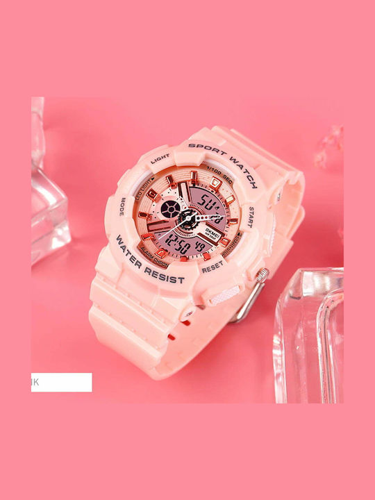 Skmei Women's Watch Chronograph with Pink Rubber Strap