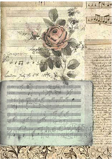 Σετ 8 Ριζόχαρτα Ντεκουπάζ Stamperia 10.5×14.8cm Backgrounds Music
