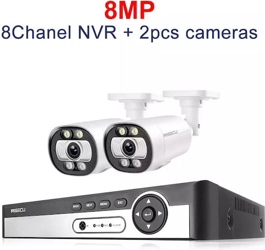 8ch Poe Security Camera System Ai Face Detection Enhanced Night Vision 8ch Nvr 2pcs Cam 8mp 1t