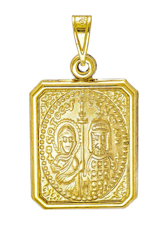 Kiriakos Gofas Pendant Kids Talisman Double Sided Konstantinato made of Gold 9K KN546
