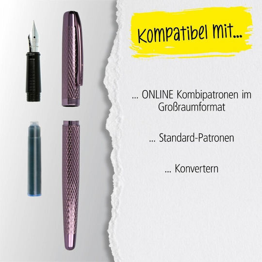Online Eleganza Writing Pen Medium Pink with Blue Ink