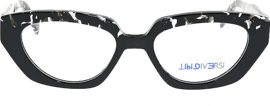 Tipi Diversi Damen Acetat Brillengestell Katzenauge Schwarze Tipi Diversi TD645702