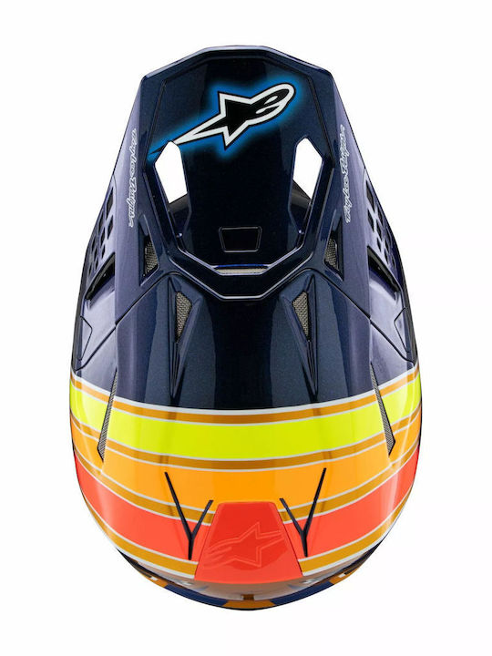 Alpinestars Supertech M10 TLD Edition 25 Dark Blue/Orange/Yellow Fluo/Red Glossy Κράνος Μηχανής Motocross ECE 22.06