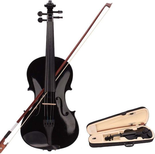Classic Wooden Violin 3/4 Case Included Black
