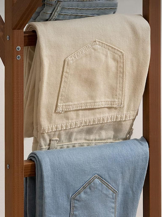 Quasar Wheeled Floor Garment Rack made of Bamboo Brown 100x35x155cm