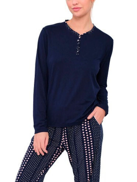 Muydemi Winter Women's Pyjama Set Cotton Navy Blue