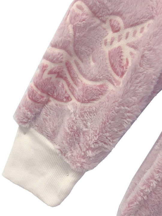 Pijama de iarnă pentru femei, din fleece, cu unicorni strălucitori, roz Us-00118