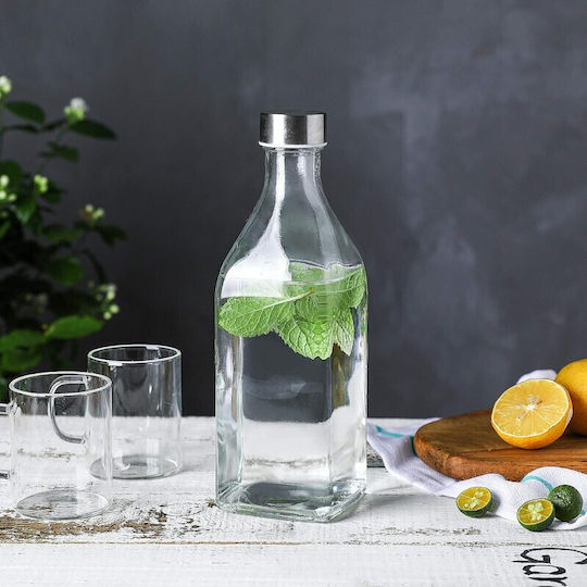 Viosarp Flasche Wasser Glas mit Schraubverschluss Silber 1000ml