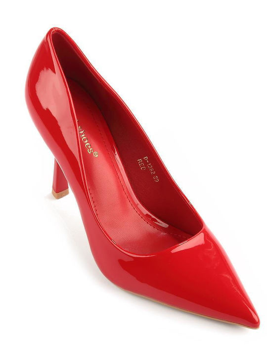 Fshoes Patent Leather Pointed Toe Red Heels