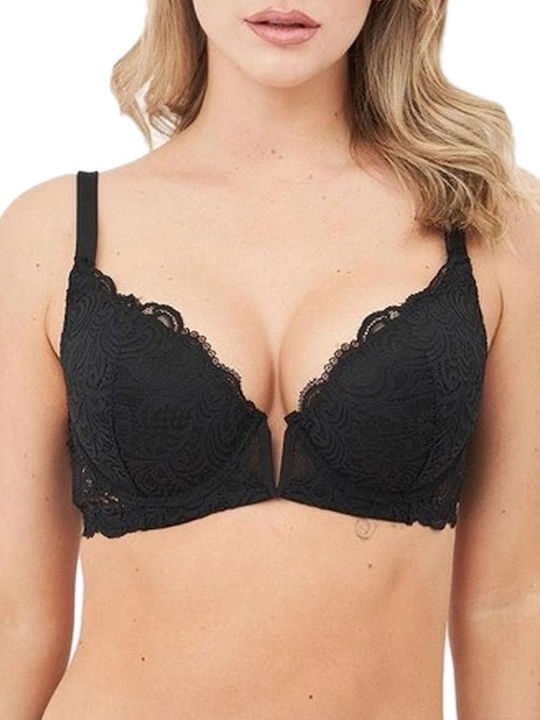 Lormar Frizzante Plunge Plunge Bra with Light Padding Underwire black