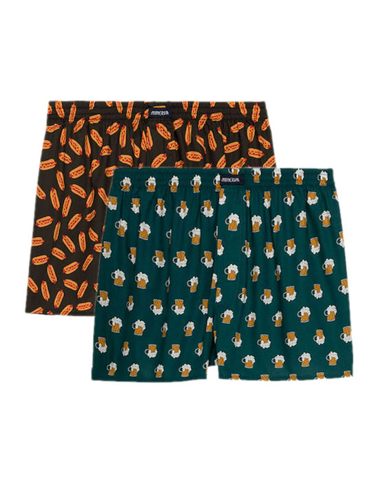 Ανδρικά Μποξεράκια Black/Green με Σχέδια 2Pack