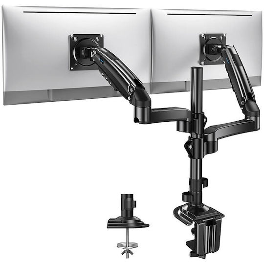 Huanuo HNDS8 Stand Desk Mounted for 2 Monitors up to 32" with Arm