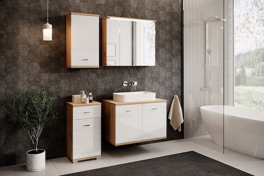 Polihome Tiny Στήλη Μπάνιου Δαπέδου Μ38xΒ23xΥ70cm Λευκή