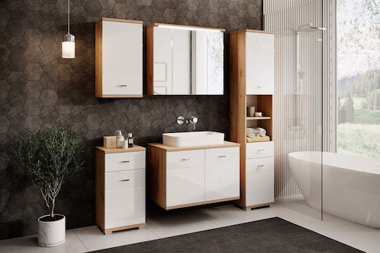 Polihome Tiny Στήλη Μπάνιου Δαπέδου Μ38xΒ23xΥ70cm Λευκή