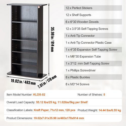 Vevor Floor Standing Case 240 CD 19x7x36cm