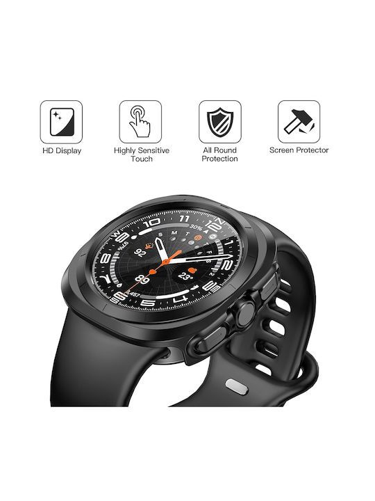 Techsuit Defense360 Pro Пластмасов Калъф със Стъкло в Черен цвят за Samsung Galaxy Watch Ultra (47 мм)