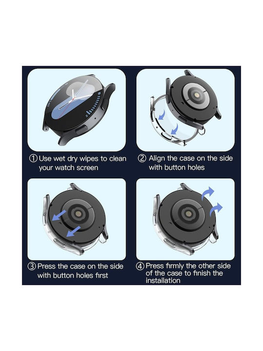 Techsuit Defense360 Pro Plastikhülle mit Glas in Transparent Farbe für Samsung Galaxy Watch7 (44 mm)