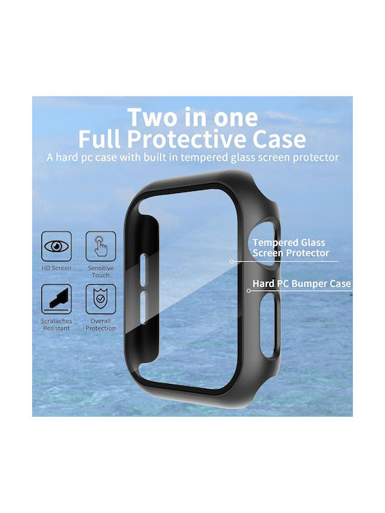 Techsuit Defense360 Pro Plastic Case with Glass in Black color for Apple Watch 4, 5, 6, SE (40mm)