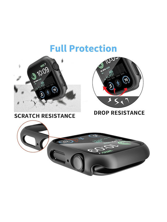 Techsuit Defense360 Pro Plastic Case with Glass in Black color for Apple Watch 4, 5, 6, SE (40mm)