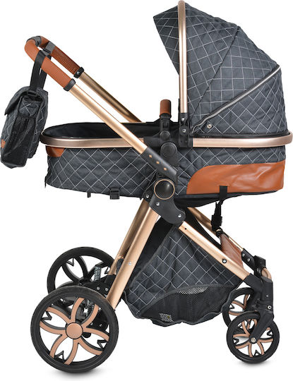 Cangaroo Alma 3 in 1 Adjustable 3 in 1 Baby Stroller Suitable for Newborn Black / Brown 7.5kg