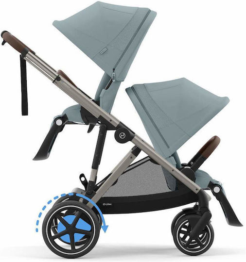 Cybex E-Gazelle S Καρότσι Μωρού Kατάλληλο για Nεογέννητο Stormy Blue Taupe Frame 14.7kg