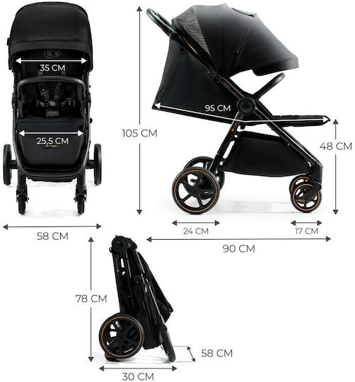 Kinderkraft Mitzy Καρότσι Μωρού Black Ink