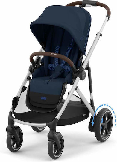 Cybex E-Gazelle S Baby Stroller Suitable for Newborn Ocean Blue Silver Frame 14.7kg