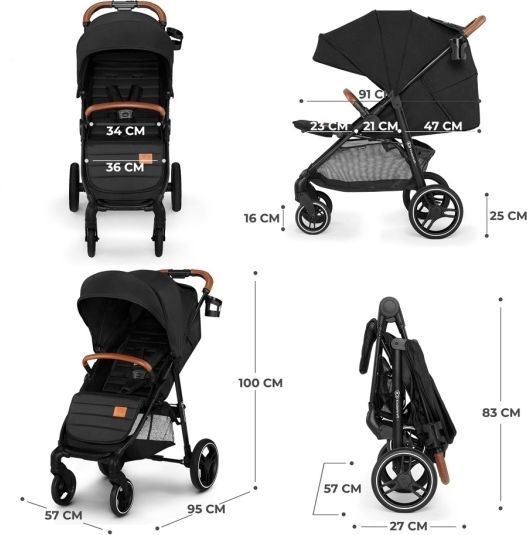 Kinderkraft Grande Plus Baby Stroller Suitable for Newborn Black