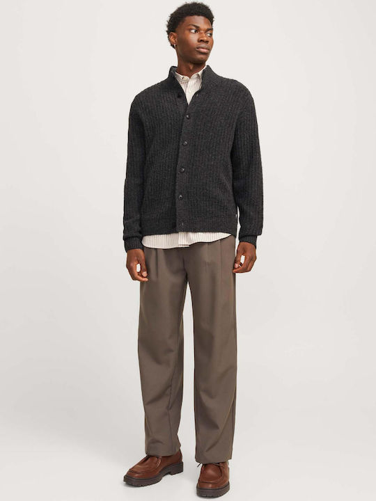 Men's Knitted Cardigan with Buttons Gray