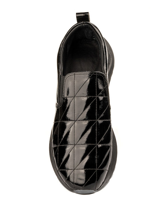Γυναικεία Slip-On Δερμάτινα Μαύρα