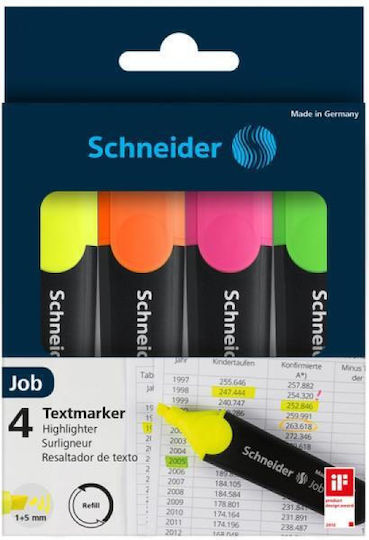 Schneider Job Μαρκαδόροι Υπογράμμισης 4.5mm Σετ 4 χρώματα