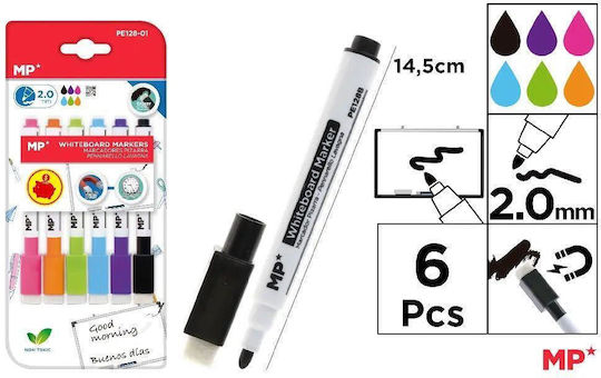 Madrid Papel Magnetischer Deckel und Schwamm Set Whiteboard-Marker Mehrfarbig 6Stück