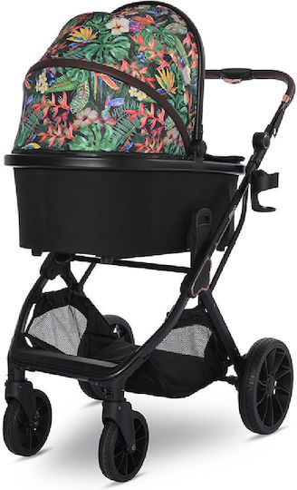Lorelli Boston Reglabil 3 în 1 Cărucior pentru copii Potrivit pentru Nou-născut Flori tropicale 14kg