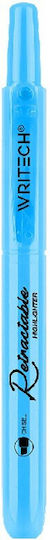 Writech Highlighter Marker Button Flat 1-4mm Retractable Sky Blue 545762