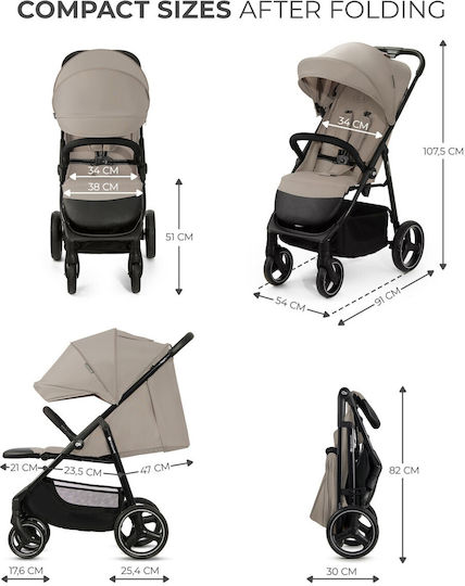 Kinderkraft Trig 3 Baby Stroller Suitable for Newborn Beige