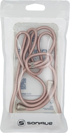 Sonique Armor Clear Silicone Case with Cord for Motorola Moto G85 5G Rose Gold Satin