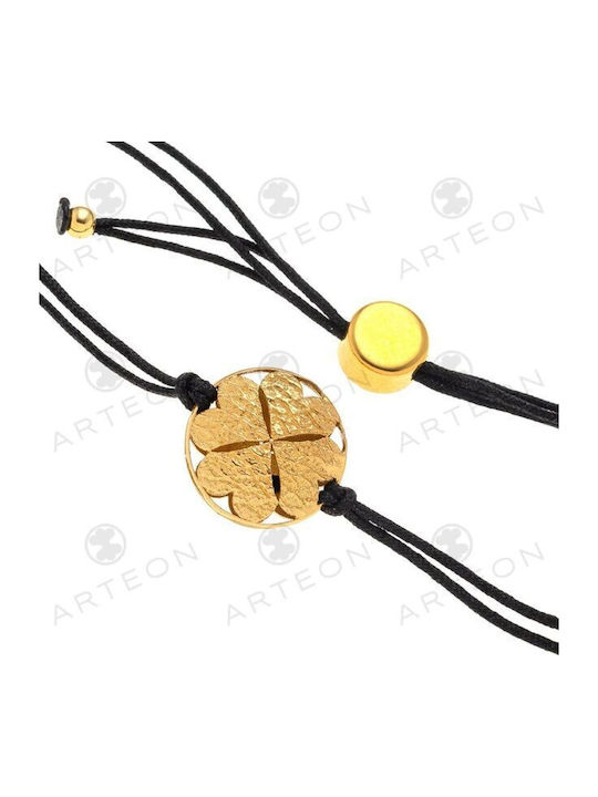 Arteon Damen Armband Glücksbringer Makramee aus Messing Vergoldet