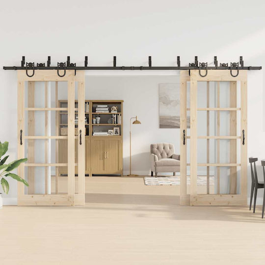 vidaXL Mecanism Pentru Ușă Glisantă De 400cm Negru